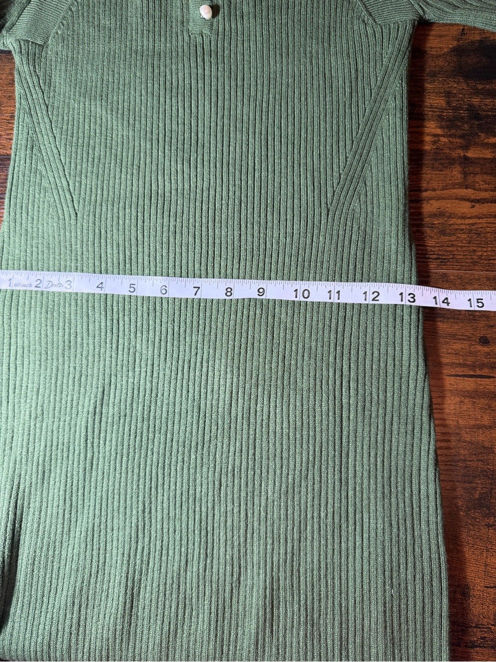 LEYDEN Olive Green Ribbed Knit Midi Dress Size Large Puff Sleeve Open Back NWT - Picture 6 of 10